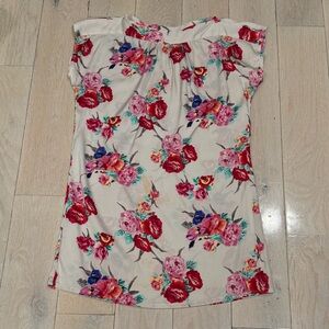 Tucker Silk Floral Cap-Sleeve Tunic Mini Dress size Petite (XS)